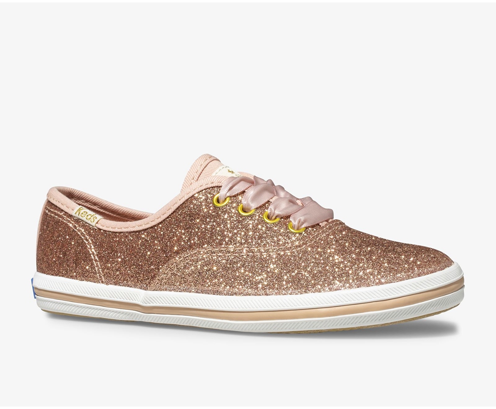 Kids Keds Sneakers - Kate Spade new york Champion Glitter - Rose Gold - 6283-DTXLM